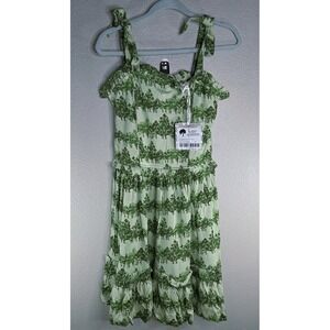 Kate Quinn lenzing modal watercolor pine ruffle tie shoulder 8y NWT